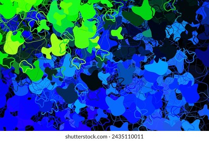 Dark Blue, Green vector template with chaotic shapes. Decorative design in abstract style with random forms. Simple design for your web site.