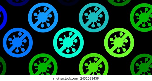 Dark Blue, Green vector template with flu signs. Colorful  gradient illness symbols in simple abstract style. Wallpaper for health protection.