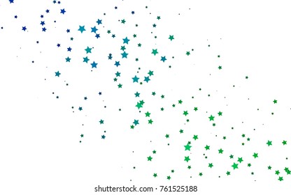 Dark Blue, Green vector template with sky stars. Blurred decorative design in simple style with stars. The template can be used as a background.