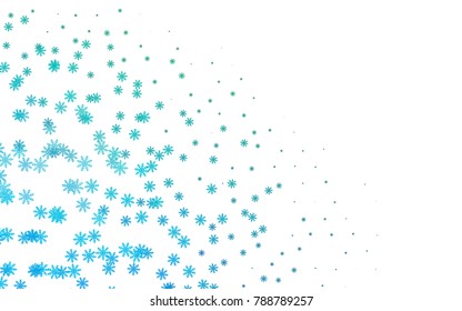 Dark Blue, Green vector template with ice snowflakes. Shining colored illustration with snow in christmas style. New year design for your ad, poster, banner.