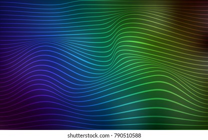 Dark Blue, Green vector template with curved lines. Shining crooked illustration of lines in a brand-new style. A completely new design for your business.