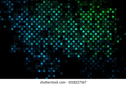 Dark Blue, Green vector  texture with disks. Blurred decorative design in abstract style with bubbles. Completely new template for your brand book.