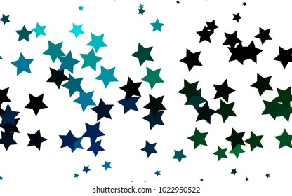 Dark Blue, Green vector texture with beautiful stars. Modern geometrical abstract illustration with stars. Best design for your ad, poster, banner.