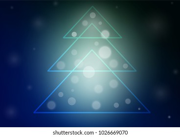 Dark Blue, Green vector texture with a new year tree. Modern geometrical abstract illustration with xmas tree. The pattern can be used for new year ad, booklets.