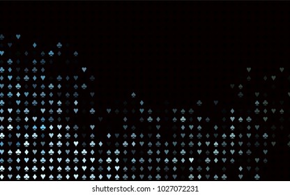 Dark Blue, Green vector texture with playing cards. Blurred decorative design of hearts, spades, clubs, diamonds. Design for ad, poster, banner of gambling websites.