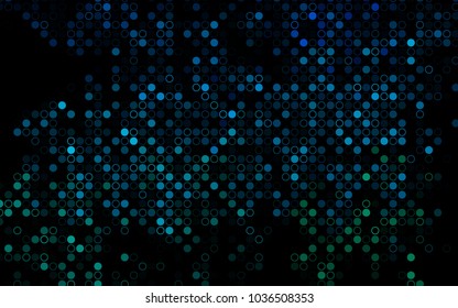 Dark Blue, Green vector  texture with disks. Illustration with set of shining colorful abstract circles. New design for ad, poster, banner of your website.