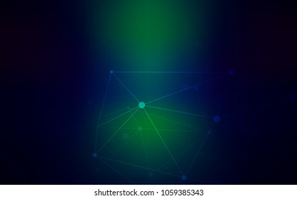 Dark Blue, Green vector texture with disks, lines. Modern abstract colorful illustration with spheres and lines. Pattern can be used for futuristic ad, booklets.