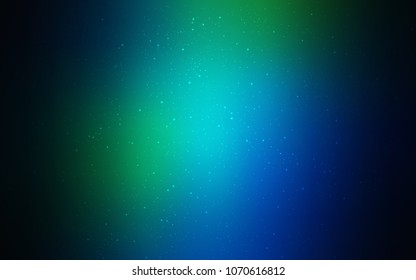 Dark Blue, Green vector texture with milky way stars. Shining colored illustration with bright astronomical stars. Template for cosmic backgrounds.