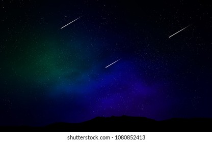 Dark Blue, Green vector texture with milky way stars. Space stars on blurred abstract background with gradient. Pattern for futuristic ad, booklets.