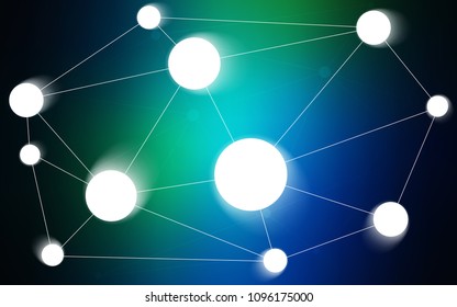 Dark Blue, Green vector texture with disks, lines. Design with connection of dots and lines on colorful background. Beautiful design for your business advert.