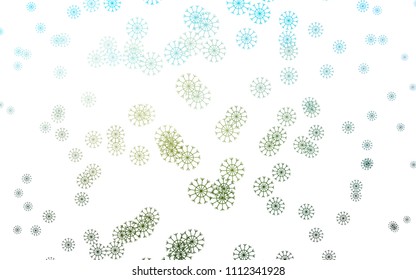 Dark Blue, Green vector texture with colored snowflakes. Shining colored illustration with snow in christmas style. The pattern can be used for year new  websites.