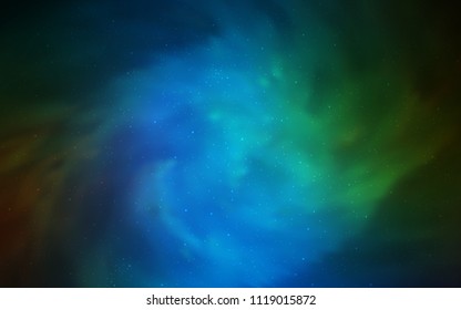 Dark Blue, Green vector texture with milky way stars. Shining colored illustration with bright astronomical stars. Smart design for your business advert.