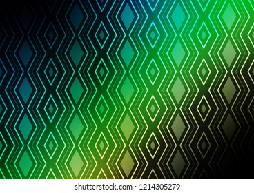 Dark Blue, Green vector texture with lines, rhombuses. Shining colorful illustration with lines, rectangles. Pattern for ads, posters, banners.