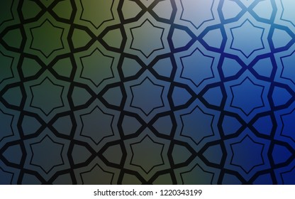 Dark Blue, Green vector texture with beautiful stars. Decorative illustration with stars on abstract template. Best design for your ad, poster, banner.