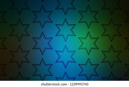 Dark Blue, Green vector texture with beautiful stars. Stars on blurred abstract background with gradient. Template for sell phone backgrounds.