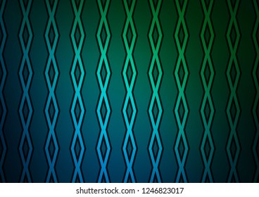 Dark Blue, Green vector texture with lines, rhombuses. Colorful lines, squares on abstract background with gradient. Pattern for ads, posters, banners.