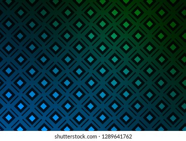 Dark Blue, Green vector texture with lines, rhombuses. Colorful illustration with lines, cubes on abstract template. Best design for your ad, poster, banner.