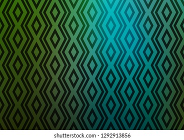 Dark Blue, Green vector texture with lines, rhombuses. Colorful illustration with lines, cubes on abstract template. Pattern for websites, landing pages.