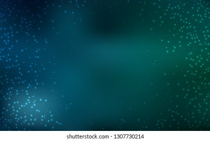 Dark Blue, Green vector texture with milky way stars. Modern abstract illustration with Big Dipper stars. Smart design for your business advert.