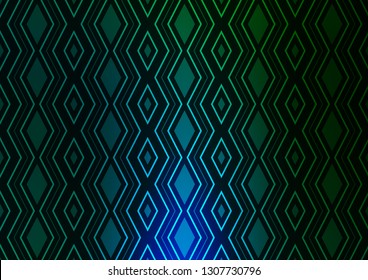 Dark Blue, Green vector texture with lines, rhombuses. Colorful decorative design in simple style with lines, rhombuses. Pattern for ads, posters, banners.