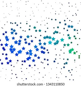 Dark Blue, Green vector texture with beautiful stars. Blur decorative design in simple style with stars. Pattern for new year ad, booklets.