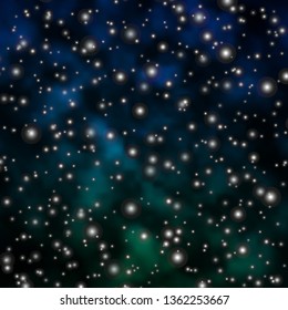 Dark Blue, Green vector texture with beautiful stars. Blur decorative design in simple style with stars. Best design for your ad, poster, banner.