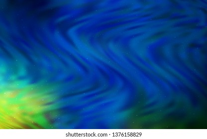 Dark Blue, Green vector texture with milky way stars. Space stars on blurred abstract background with gradient. Best design for your ad, poster, banner.