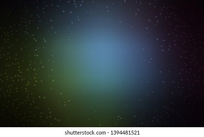 Dark Blue, Green vector texture with milky way stars. Shining illustration with sky stars on abstract template. Pattern for astronomy websites.