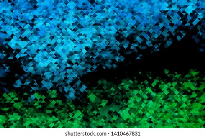 Dark Blue, Green vector texture in triangular style. Triangles on abstract background with colorful gradient. Template for wallpapers.