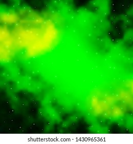 Dark Blue, Green vector texture with beautiful stars. Colorful illustration with abstract gradient stars. Design for your business promotion.