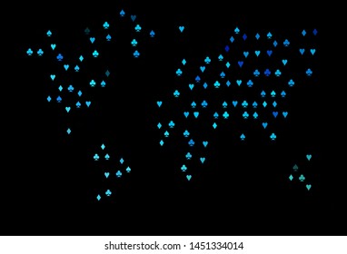 Dark Blue, Green vector texture with playing cards. Shining illustration with hearts, spades, clubs, diamonds. Smart design for your business advert of casinos.