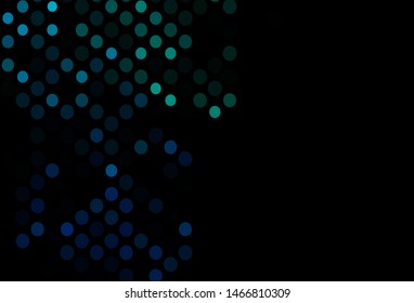 Dark Blue, Green vector texture with disks. Blurred bubbles on abstract background with colorful gradient. Completely new template for your brand book.