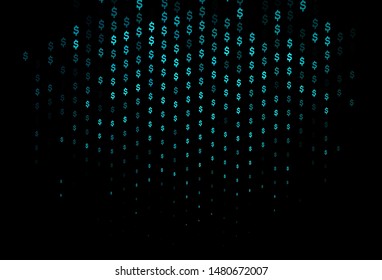 Dark Blue, Green vector texture with financial symbols. Shining colored illustration with dollar, USD, usa signs. Smart design for your business advert of economic, wealth.