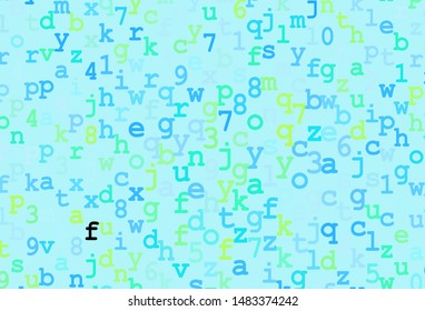 Dark Blue, Green vector texture with ABC characters. Abstract illustration with colored latin alphabet. Smart design for promotion of university.