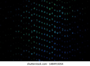 Dark Blue, Green vector texture with ABC characters. Modern geometrical illustration with ABC english symbols. Pattern for booklets, leaflets of education.