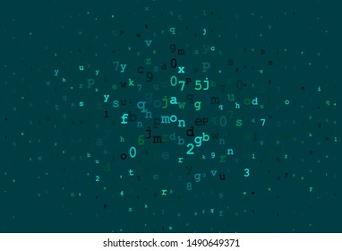 Dark Blue, Green vector texture with ABC characters. Shining illustration with ABC symbols on abstract template. Pattern for ads, poster, banner of books.