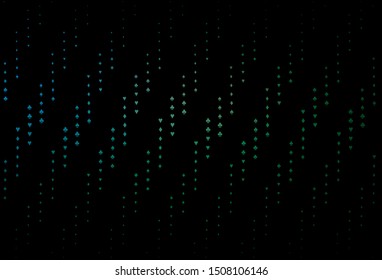 Dark Blue, Green vector texture with playing cards. Colorful gradient with signs of hearts, spades, clubs, diamonds. Template for business cards of casinos.