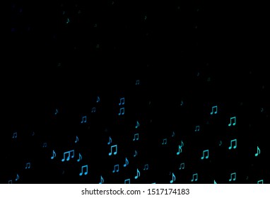 Dark Blue, Green vector texture with musical notes. Isolated colorful music keys on abstract background. Pattern for websites of musitians.