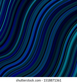 Dark Blue, Green vector texture with curves. Abstract illustration with bandy gradient lines. Template for cellphones.