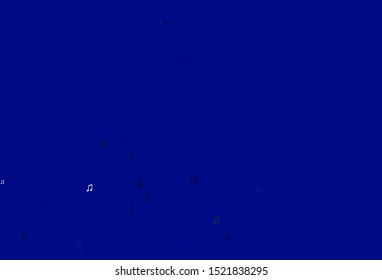 Dark Blue, Green vector texture with musical notes. Isolated colorful music keys on abstract background. Template for fasion magazines.