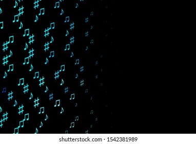 Dark Blue, Green vector texture with musical notes. Modern abstract illustration with melody keys. Pattern for school ad, booklets.