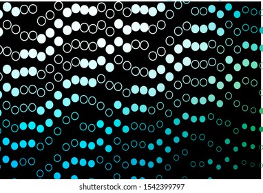 Dark Blue, Green vector texture with disks. Illustration with set of shining colorful abstract circles. Pattern of water, rain drops.