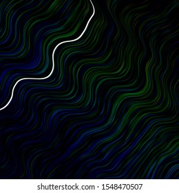 Dark Blue, Green vector texture with curves. Illustration in abstract style with gradient curved.  Best design for your ad, poster, banner.