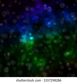 Dark Blue, Green vector texture with disks. Illustration with set of shining colorful abstract spheres. Pattern for websites.