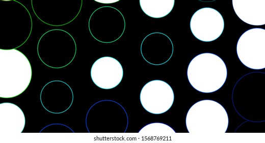 Dark Blue, Green vector texture with disks. Colorful illustration with gradient dots in nature style. Pattern for websites.