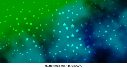 Dark Blue, Green vector texture with beautiful stars. Decorative illustration with stars on abstract template. Pattern for websites, landing pages.