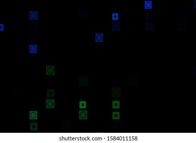 Dark Blue, Green vector texture in rectangular, circular style. Beautiful illustration with colorful gradient rectangles, circles. Pattern for websites, landing pages.