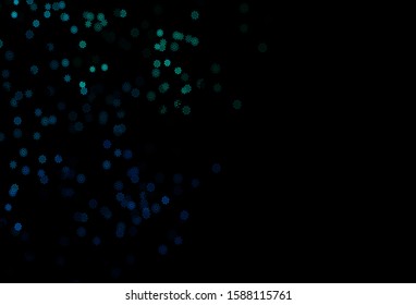 Dark Blue, Green vector texture with colored snowflakes. Blurred decorative design in xmas style with snow. New year design for your business advert.