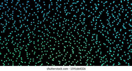 Dark Blue, Green vector texture with beautiful stars. Blur decorative design in simple style with stars. Pattern for wrapping gifts.