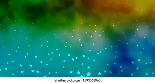 Dark Blue, Green vector texture with beautiful stars. Blur decorative design in simple style with stars. Theme for cell phones.